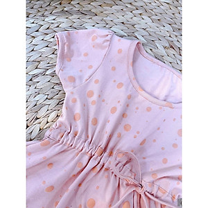 Đầm thun hồng chấm bi rút nơ eo SoraChan - M043