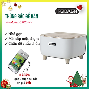 Hộp Đựng Rác Để Bàn Làm Việc Nắp Vân Gỗ Feidash G3720 - Thiết kế với kiểu dáng sang trọng, bo góc mềm mại