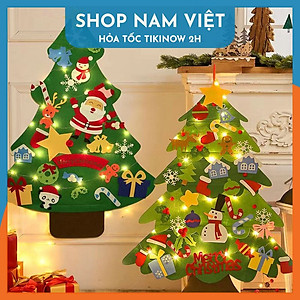 Cây Thông DIY Dán Tường Trang Trí Giáng Sinh (Có Đèn)