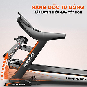 [Miễn phí lắp đặt] Máy chạy bộ KINGSPORT KS-2035 đa năng, thao tác phím cảm ứng, thiết kế sang trọng cứng cáp, kèm đai massage và thanh gập bụng, cân nặng phù hợp từ dưới 90-95kg