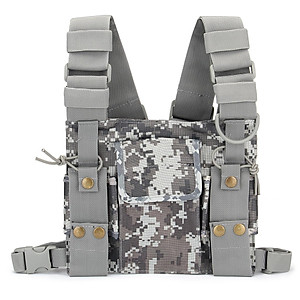 Camouflage Holster Vest Rig Pocket Radio Harness Chest Pack Pouch Walkie Nylon