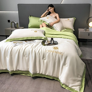 Bộ chăn ga gối phi lụa sang trọng mẫu mới năm 2023