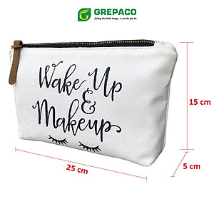 Túi Đựng Mỹ Phẩm Grepaco Đựng Đồ Cá Nhân Trang Điểm Đi Du Lịch Bằng Vải Bố Canvas Tote Cao Cấp, Chống Nước Nhẹ, Size Mini Khóa Kéo Đồng Dây Kéo Da - Hàng Chính Hãng