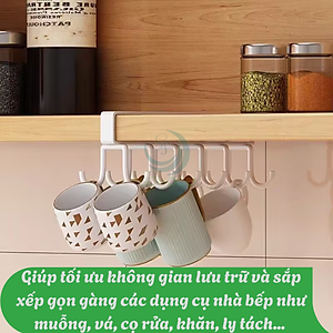 Móc Treo Đa Năng Gắn Dưới Kệ Bếp 10 MóC- Giá Treo Đồ Nhà Bếp Thông Minh Móc Treo Dưới Gầm Tủ – Tiết Kiệm Không Gian Kệ Treo Dụng Cụ Nhà Bếp Gắn Tủ Móc Treo Ly Tách và Đồ Nhà Bếp Dưới Kệ 10 Móc