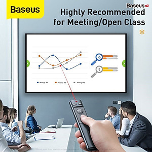 Bút Laser trình chiếu Baseus Orange Dot Wireless Presenter cho Laptop/ Macbook (100m. 2.4Ghz USB/Type C Receiver, Wireless Remote Control, Red Laser Pointer/ Presenter) kèm dây sạc- Hàng chính hãng