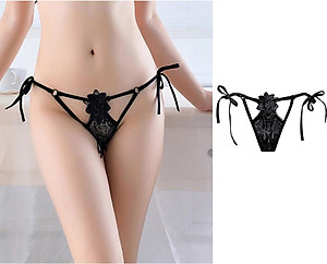 Quần lót lọt khe nữ buộc dây quyến rũ - Đen
