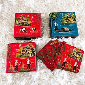 Lót ly sơn mài Thanh Bình Lê đa dạng mẫu mã màu sắc