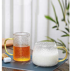 Bình thuỷ tinh chịu nhiệt sần quai vàng | Bộ bình cốc thủy tinh sần Borosilicate chịu nhiệt, chịu lực cao cấp