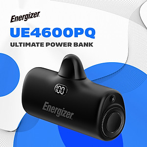 Sạc dự phòng Energizer 4,600mAh 3.6V Li-ion UE4600PQBK,Sạc nhanh PD 22.5W, bảo hành 24 tháng 1 đổi 1 - Hàng chính hãng