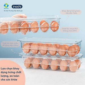 Khay Đựng Trứng Gà , Vịt Trong Suốt YoKo 12 Quả Có Nắp Đậy Tặng Kèm Khăn Lau Đa Năng PaKaSa - Hàng Chính Hãng INOCHI