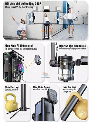 Gậy quay video MP19s thông minh,chụp ảnh, livestream, kim loại bền bỉ, gimbal 360 dõi theo, nâng cấp, hàng chính hãng