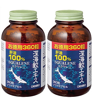 Combo 2 hộp Dầu gan cá mập Orihiro Squalene Nhật Bản 360 viên