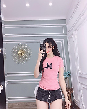 Áo thun nữ cổ tròn MXM in chữ M thun 4 chiều form ôm body cực tôn dáng từ 40-52kg ( ANU003 )