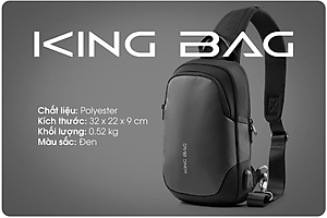 Túi Đeo Chéo 11 Inch có cổng sạc USB, vải trượt nước, nhiều ngăn phụ tiện ích KINGBAG JULIUS I - Hàng Chính Hãng