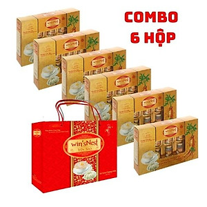 (Thùng  06 hộp) Yến Sào win'sNest Tổ Yến Chưng Sẵn 20% Nhân Sâm Ít Đường (6 Lọ/Hộp) Món quà sức khỏe KÈM TÚI