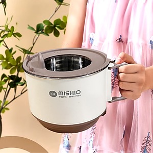 Nồi Lẩu Điện Mini 1.5L Mishio MK392 600W lòng nồi inox 304 không gỉ sét - hàng chính hãng