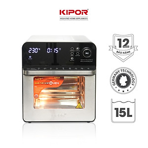 Nồi chiên không dầu KIPOR KP-AF657 - 15L - Lò nướng điển tử công nghệ RAPID AIR nhiệt tối đa 230 độ lòng nồi inox 304- Hàng chính hãng