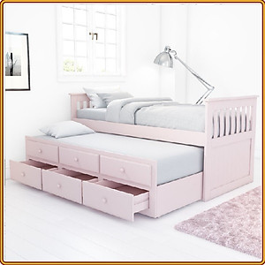 Giường 2 tầng Tundo kèm ngăn kéo tiện dụng màu hồng