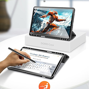 Bao da dành cho SamSung Galaxy Tab S9 Fe chính hãng Dux Ducis Domo chống sốc, có khay đựng bút - hàng chính hãng 