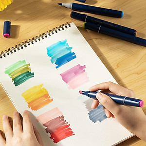 Bút Màu Marker Chuyên Nghiệp Hai Đầu Kèm Túi Vải Và Đế Họa Cụ Vẽ Tranh Cao Cấp Finenolo Deli - Phù Hợp Tô Màu Vẽ Tranh Manga Anime - EC184