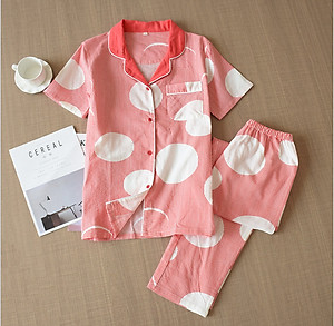 Pijama nữ thô đũi, Đồ bộ mặc nhà mùa hè ngắn tay cho nữ Azuno AZ2992