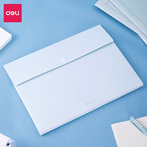 Cặp đựng tài liệu A4 Deli - 8 ngăn phân trang - file lưu trữ tài liệu - linfini - Xanh Dương / Trắng - 72456