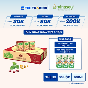 Thùng Sữa Đậu Nành Vinasoy Famigo Đậu Đỏ Nếp Cẩm (200ml x 36 Hộp)