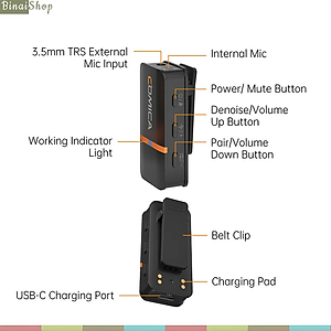 Comica Vimo Q - Bộ 4 Micro Cài Áo Không Dây 2.4GHz Cho Máy Ảnh, Điện Thoại, Sử Dụng 8 Giờ, Phạm Vi 200m - Hàng chính hãng