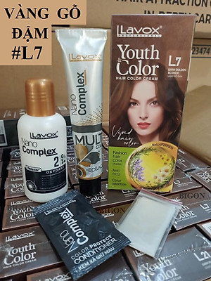 (Vàng Gỗ Đậm) Kem Nhuộm Dưỡng Tóc Màu Thời Trang Lavox Youth&Color L7 - Dark Golden Blode