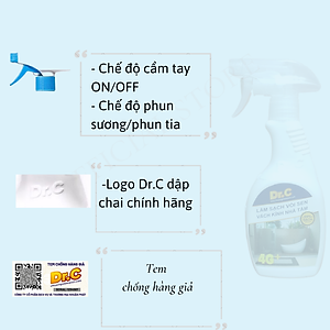 Dung Dich Tẩy Cặn Canxi, Làm Sạch vòi sen Inox, Cabin, vách kính nhà tắm Dr.C CHÍNH HÃNG (Chai 300ml)