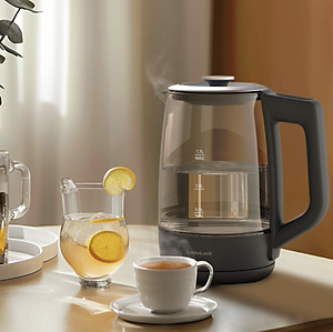Ấm đun siêu tốc 5 mức nhiệt LocknLock Smart glow glass electric kettle 1.7L EJK276GRY - Hàng chính hãng
