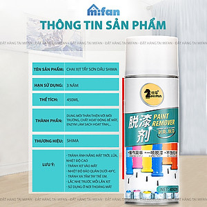 Bình Xịt Tẩy Sơn Dầu Cao Cấp Shima 450ml - Làm sạch nhanh vết sơn xịt ATM, PU, Acrylic, sắt, chống gỉ - Mifan Hàng Chính Hãng