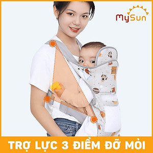 Điệu địu vải cho em bé sơ sinh 4 tư thế có đỡ cổ đa năng an toàn 1 2 3 4 5 6 12 tháng tuổi MySun