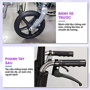 Xe lăn tay ngã lưng 6 nấc, có đệm và bô vệ sinh - NIKITA N213-1