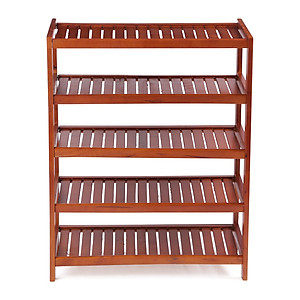 Kệ Giày Dép Gỗ Tự Nhiên 5 Tầng Rộng 60cm (Vàng)