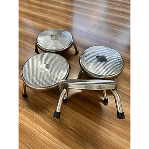 Ghế Thấp Inox, Ghế Ngồi Xổm, Ghế Nhặt Rau Đa Năng Kích Thước 25 Cm 4 Chân Có 4 Nút Cao Su Chống Trượt
