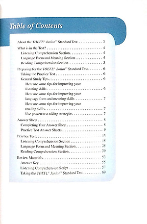 Practice Test for the Toefl Junior Standard Test