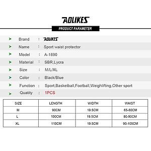 Đai hỗ trợ thắt lưng cột sống tập gym AOLIKES A-1690 Sport waist protector