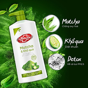 Sữa Tắm Lifebuoy 800gr Detox Và Sạch Sâu Khỏi Bụi Mịn Pm2.5 Detox 100% Từ Thiên Nhiên Diệt Khuẩn - Matcha & Khổ Qua