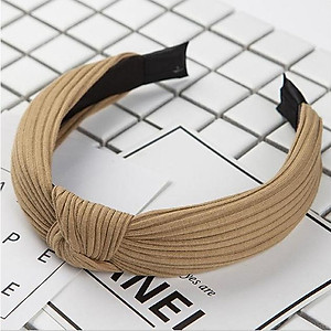 Bờm cài tóc turban nữ màu nâu nhạt bản to BN28G