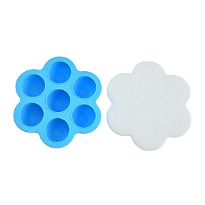 Silicone Infant Breast Milk Freezer Tray Weaning 7 Grids w/ Lid Crisper Ice Mould for Vegetable & Fruit Purees