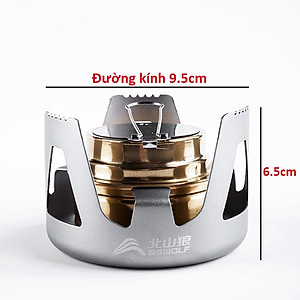 Bếp cồn dã ngoại, cắm trại, picnic SK063. Chất liệu hợp kim nhôm + đồng vàng. Nắp chữa cháy an toàn.