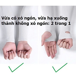 Găng tay chống nắng xỏ ngón cho nam nữ Let's Slim chất thun lạnh thoáng mát, chống nắng nóng tốt