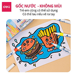 [MỚI] Bút Sơn Acrylic Marker Deli THÊM 80% MỰC - 12/24/36/48/64 Màu Tô Trên Mọi Chất Liệu DIY Vẽ Giày Vải Chai Lọ Nhựa