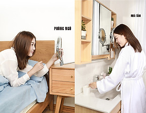 Gương trang điểm phóng đại 3 lần, xoay 360 độ, 2 mặt siêu nét, treo tường phòng tắm, phòng ngủ, Khách sạn, resort, Inox SUS 304, Size 15cm, 18cm, 20cm, Minh House
