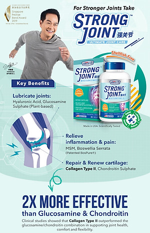 Viên Uống Bổ Sung Glucosamine Gấp Đôi, Cải Thiện Sụn, Khớp Giảm Nhức Mỏi Triệt Để US Clinicals StrongJoint Từ Mỹ - 80 Viên