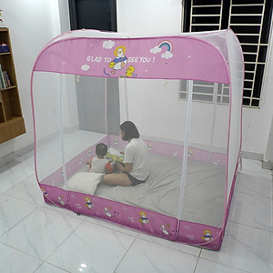 Màn Chụp Đỉnh Vuông Cao Cấp Mộc Miên - Kích Thước 1,6mx2m ( Hình thật )