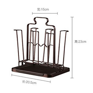 Khay giá úp ly cốc tròn chữ nhật sơn tĩnh điện kèm bộ khay hứng nước cao cấp tiện dụng