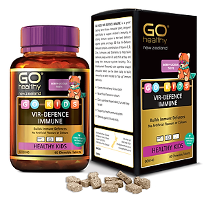 GO KIDS VIR-DEFENCE IMMUNE 60 VIÊN- Viên nhai tăng sức đề kháng chotrẻ 2+ nhập khẩu chính hãng GO Healthy New Zealand
