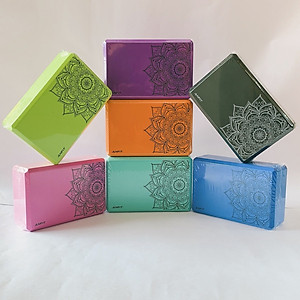 Gạch Gối Tập Yoga Eva Nặng 200g In Hoa Mandala Độ Cứng Cao Không Lún- Yoga Blocks